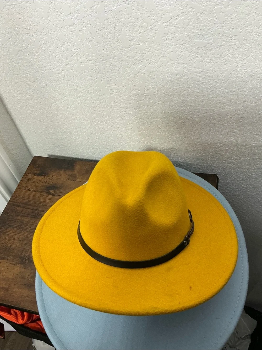 Mustard Yellow Wool Fedora Hat - Unbranded